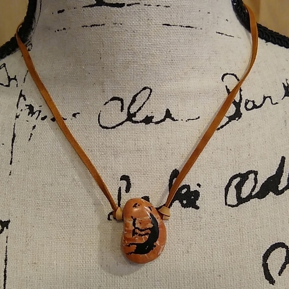 Natural Stone tribal  choker necklace brown black - Picture 1 of 4